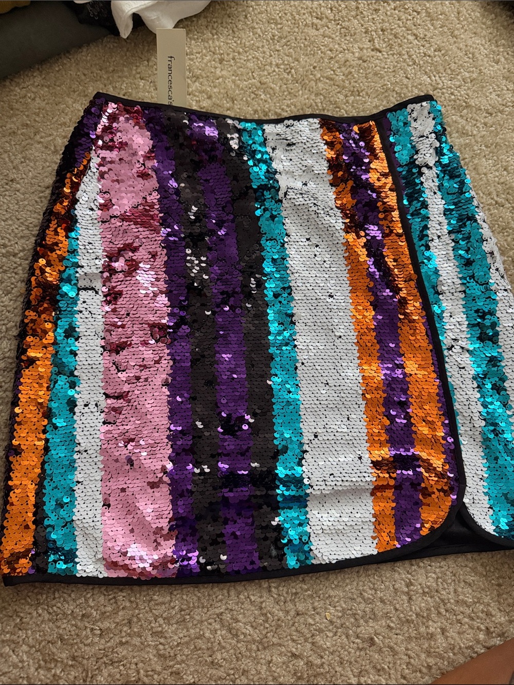 Francesca's Collections Multicolor Sequin Stripe Mini Skirt